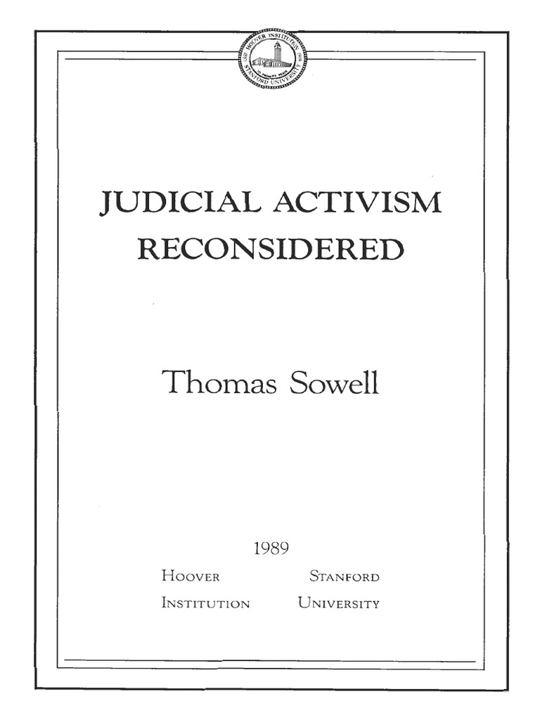 Judicial Activism Reconsidered Thomas Sowell PDF