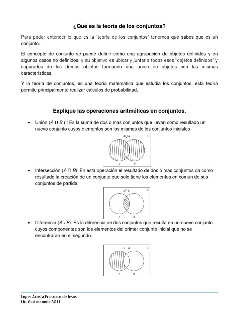 Teoria de Conjuntos PDF Conjunto (Matemáticas