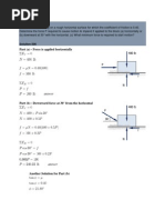 Part (A) - Force Is Applied Horizontally: Answer