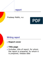 Writing Report: Pradeep Mallik