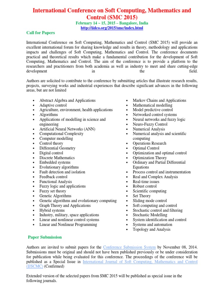 SMC 2015 Conference Call for Papers | PDF