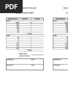 Cash Count Sheet