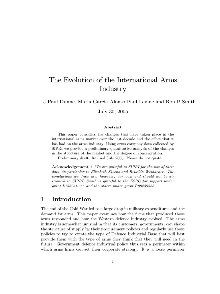 The Evolution of International Arms Industry | PDF