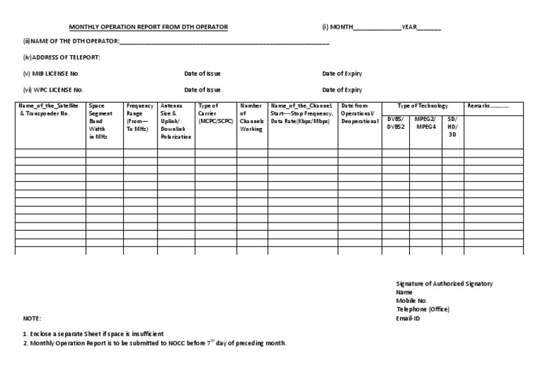 Monthly DTH Operation Report | PDF | Computers