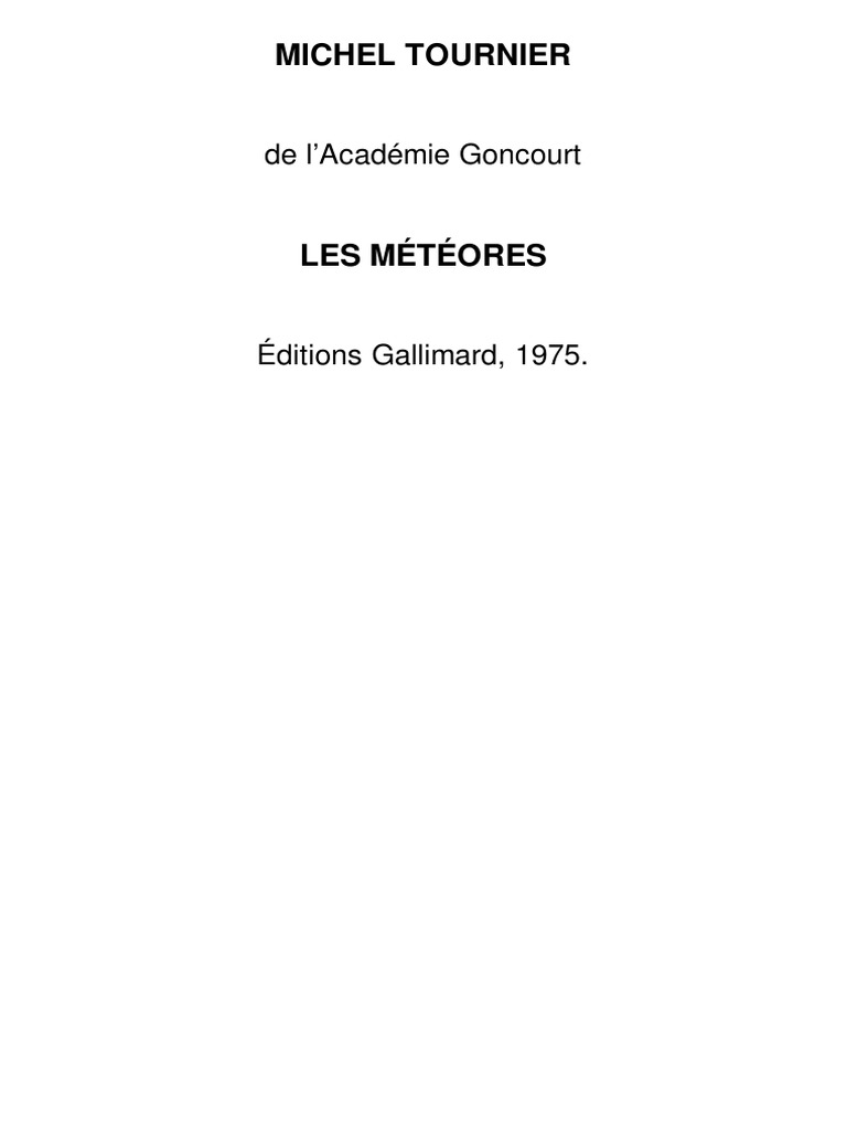 Michel Tournier - Les Meteores, PDF, Tissage