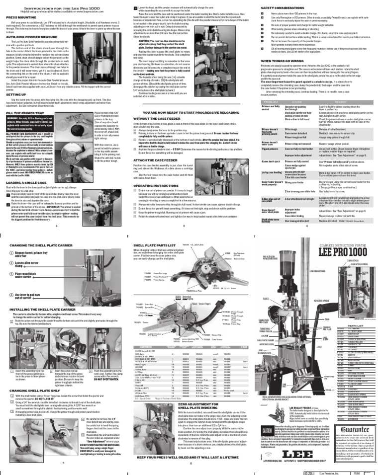 Lee Pro 1000 | PDF | Cartridge (Firearms) | Ammunition