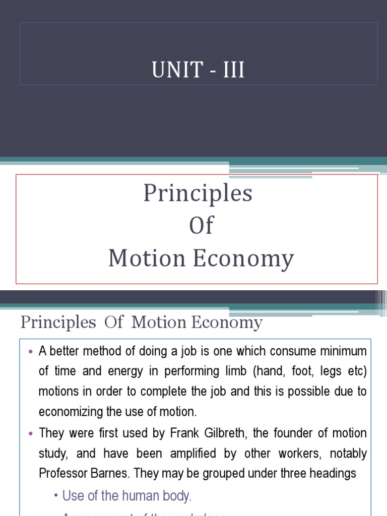 Unit - Iii: Principles of Motion Economy | PDF | Measurement | Nature