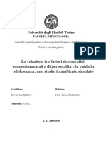 Davide Marengo (TESI MAGISTRALE PSICOLOGIA) Personalita e Guida in Adolescenza: Uno Studio Su Simulatore.