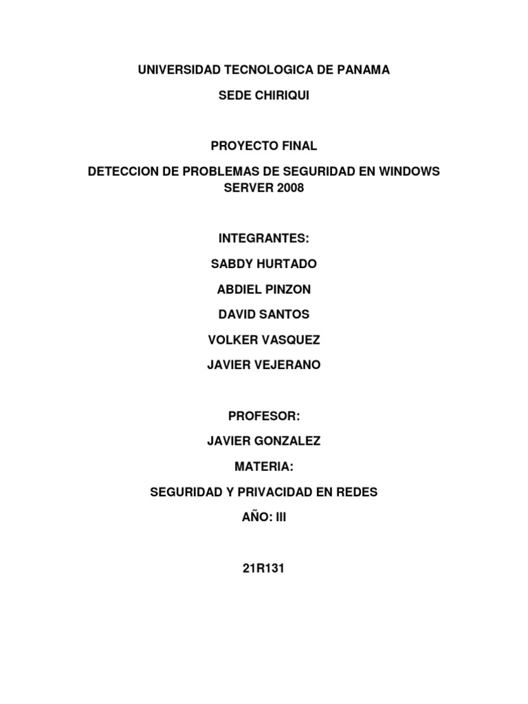 Documentacion Proyecto Final Seguridad | PDF | Directorio Activo.