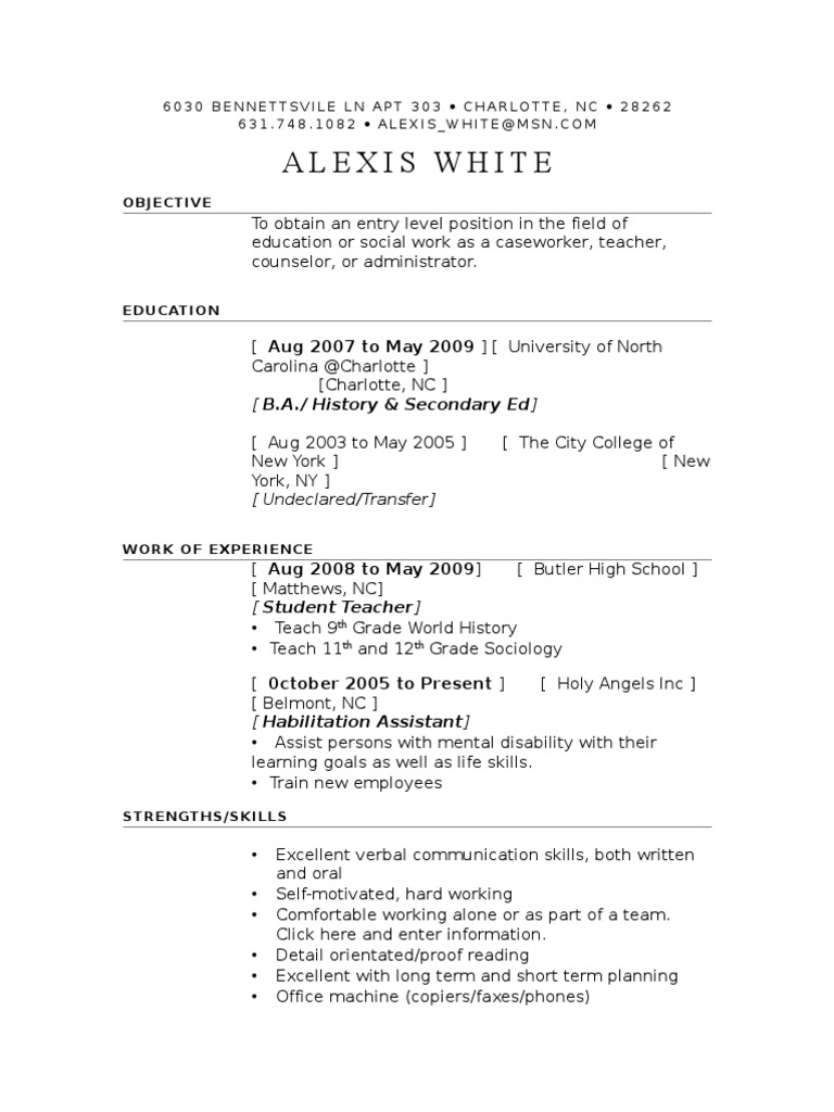 Entry-Level Education & Social Work Resume | PDF