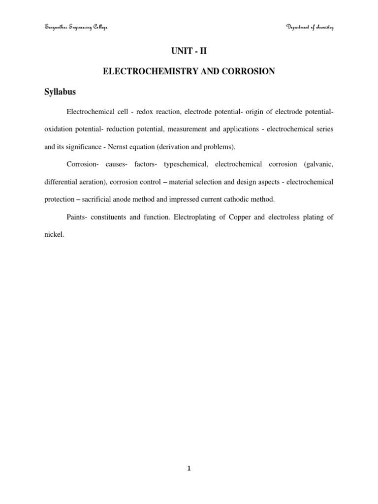 Electrochemistry and Corrosion Overview | PDF | Electrochemistry | Redox