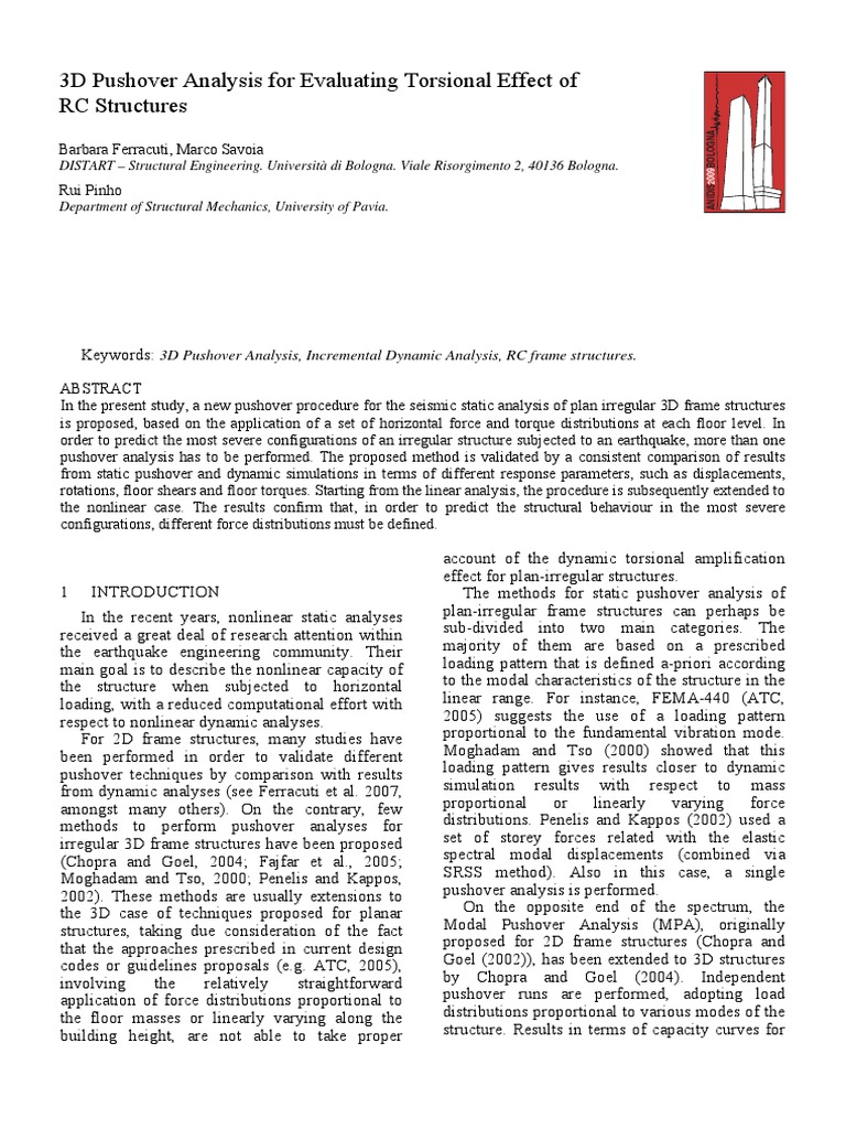 3D Pushover Analysis for RC Structures | PDF | Mechanics | Applied And ...
