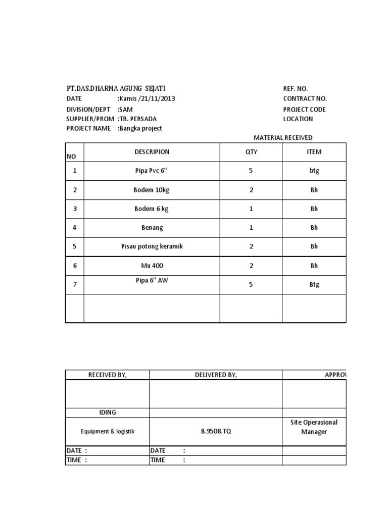 Material Received | PDF