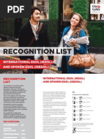 Recognition List: International Esol (Iesol) and Spoken Esol (Isesol)