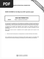 4024 Mathematics: MARK SCHEME For The May/June 2007 Question Paper