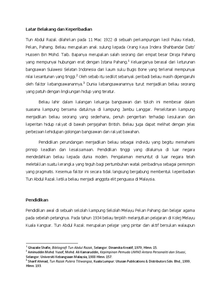 Latar Belakang Dan Keperibadian Tun Abdul Razak  PDF