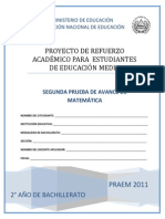 Segunda Prueba de Avance de Matematica - Segundo Ano de Bachilllerato - PRAEM 2012 PDF