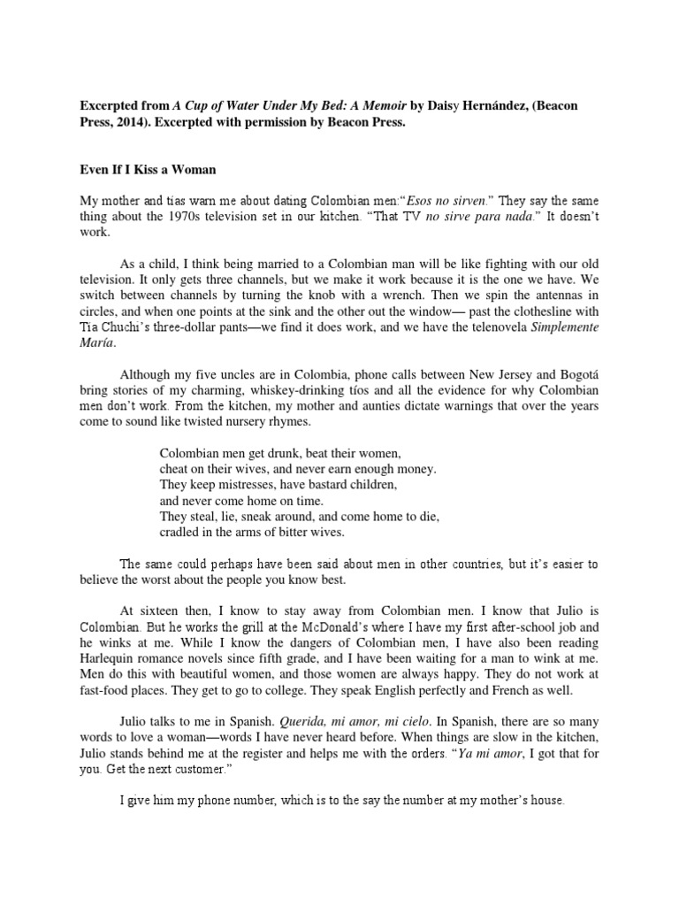 Excerpted From A Cup Of Water Under My Bed A Memoir By Daisy Hernandez Beacon Press 14 Excerpted With Permission By Beacon Press Human Sexuality