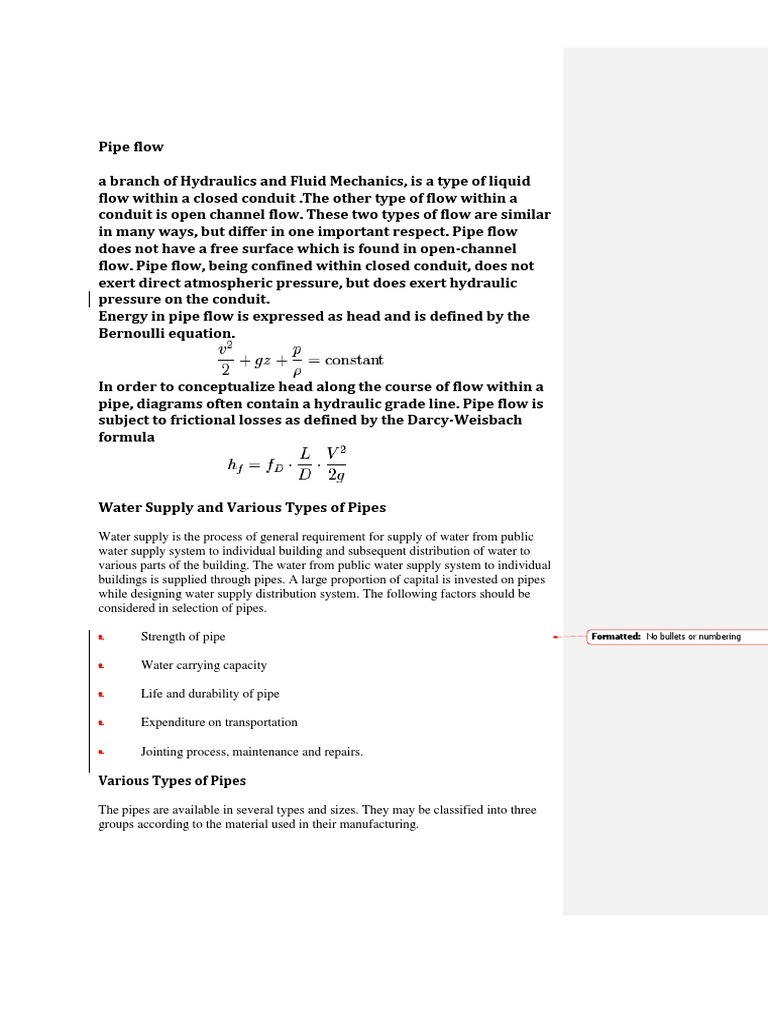 Pipe Flow and Material Selection Guide | PDF | Reynolds Number | Fluid ...