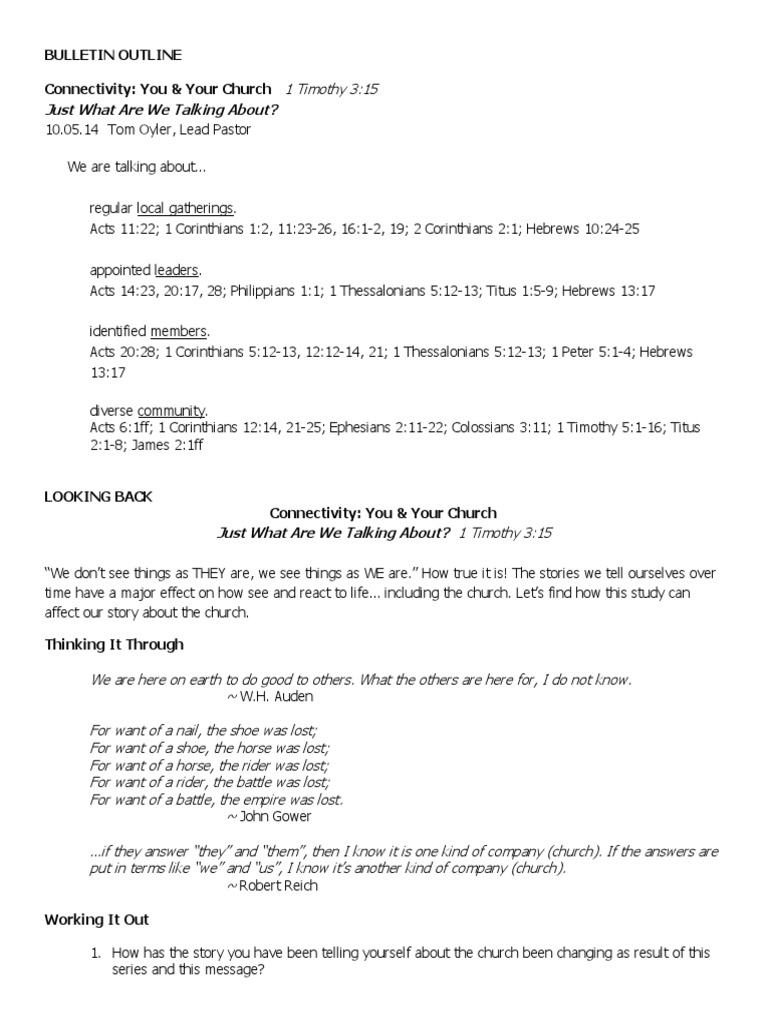 October 5 Outline Bsg Epistle To The Ephesians The Gospel