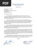 Tester-Walsh MT Flooding Disaster Assistance Letter to Fugate