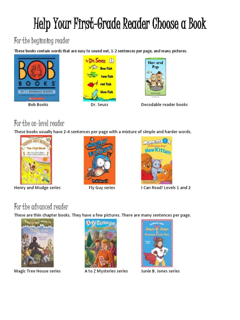 First-Grade Book Selection Guide | PDF