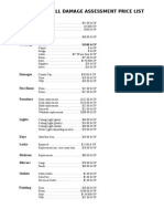 Damage Assessment Price List