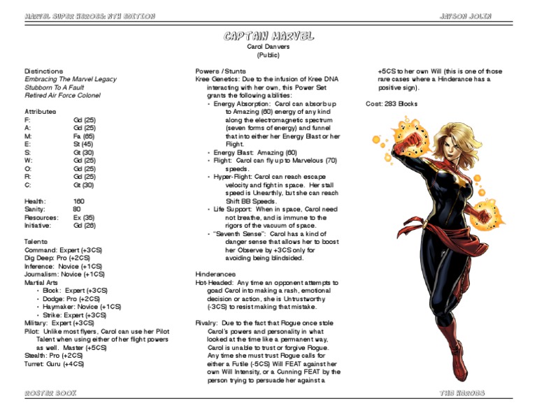 Captain Marvel Character Overview | PDF