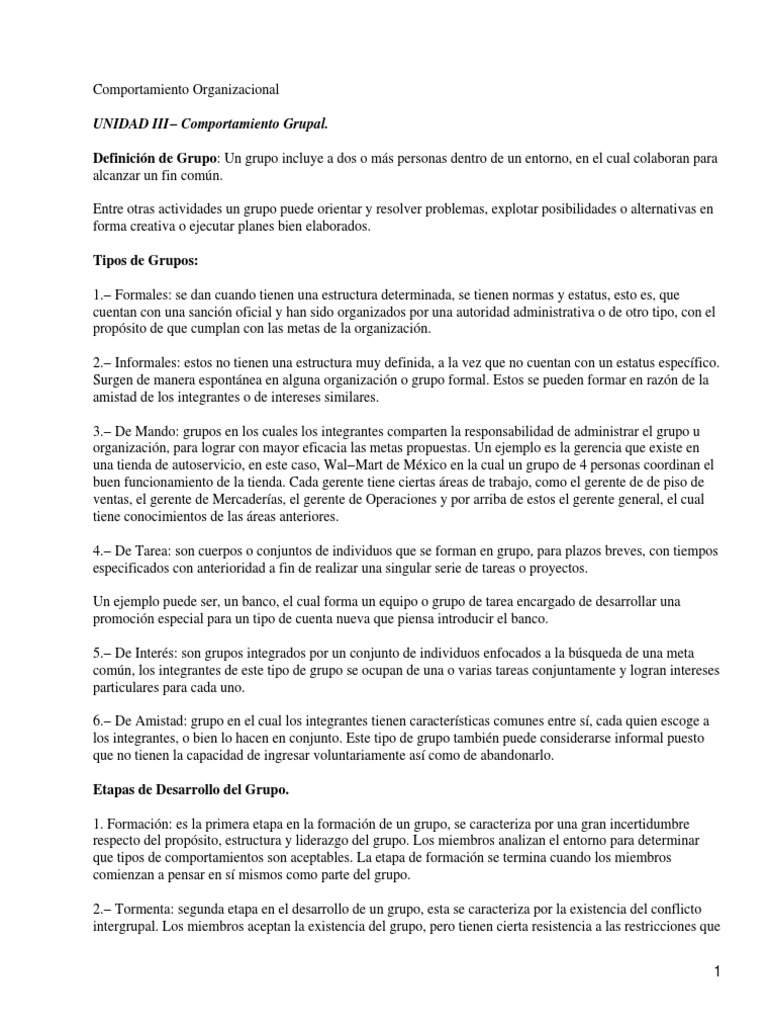 Grupos y Comportamiento Organizacional | PDF | Grupo de trabajo | Toma ...
