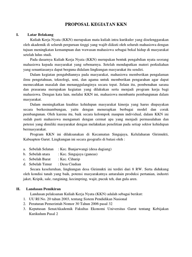Proposal Kegiatan KKN | PDF