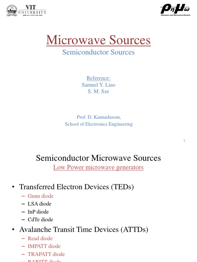 Microwave Sources Gunn Diode PDF Diode Semiconductors