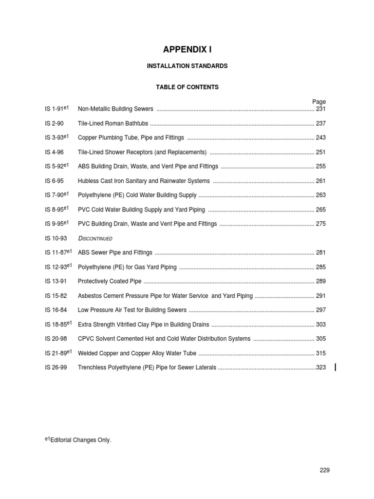Installation Standards for Plumbing Systems | PDF