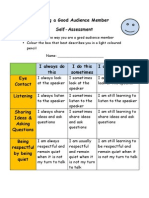 Student Self-Assessment Rubric