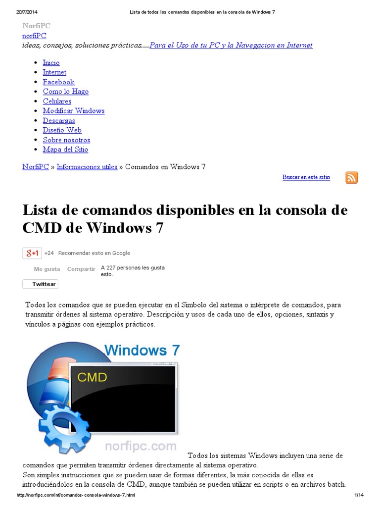 Comandos de Consola en Windows 7 | PDF | Archivo de computadora ...