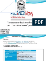 Investment Decisions Based On The Valuation of Portfolio