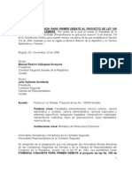 Ponencia Primer Debate NEGATIVA Ley 100-08 (facultades Reformar Cancilleria)