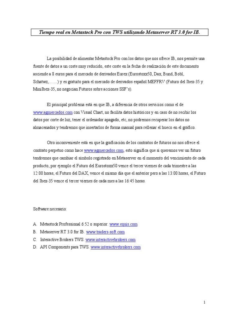 Tws - Metaserver RT For Ib - Metastock PDF | PDF | Software | Software ...