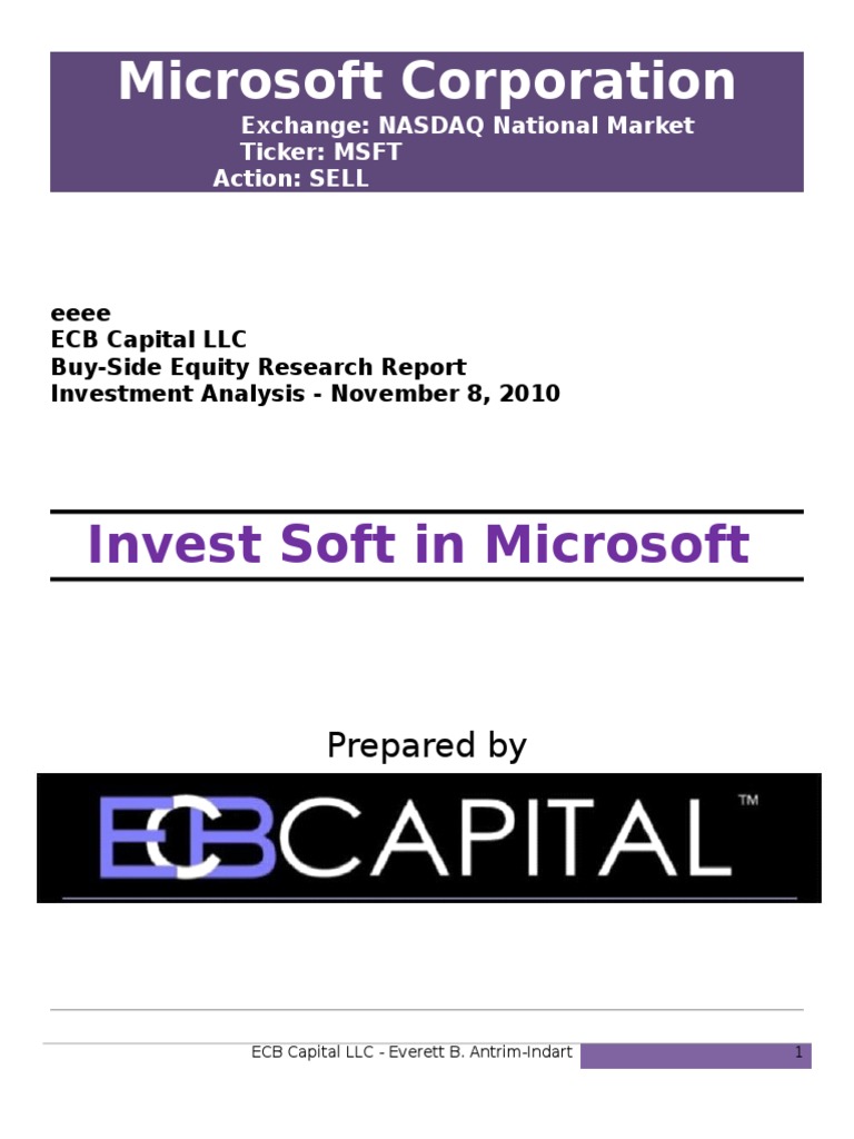 Microsoft Investment Analysis Report | PDF | Recession | Economies