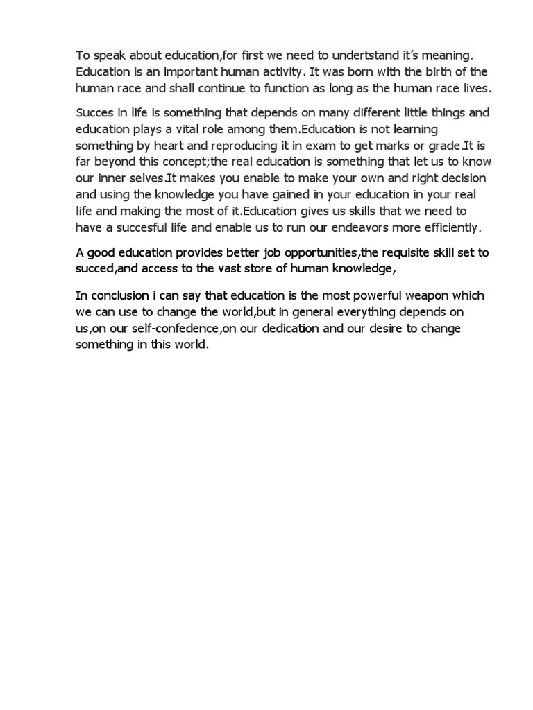 The Importance of Education in Life | PDF