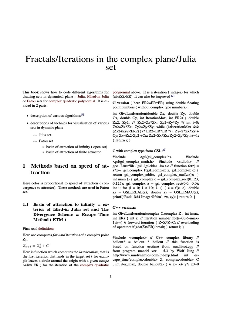 Julia Set Algorithms and Visualizations | PDF | Attractor | Areas Of ...