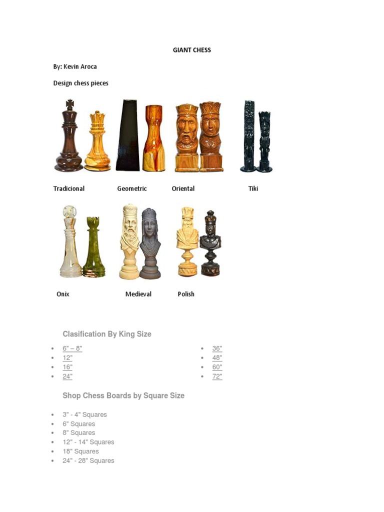 Giant Chess Set Design and Sizes | PDF | Abstract Strategy Games | Chess