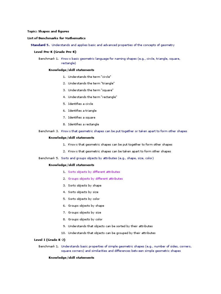 Geometry Benchmarks for Education | PDF | Shape | Circle