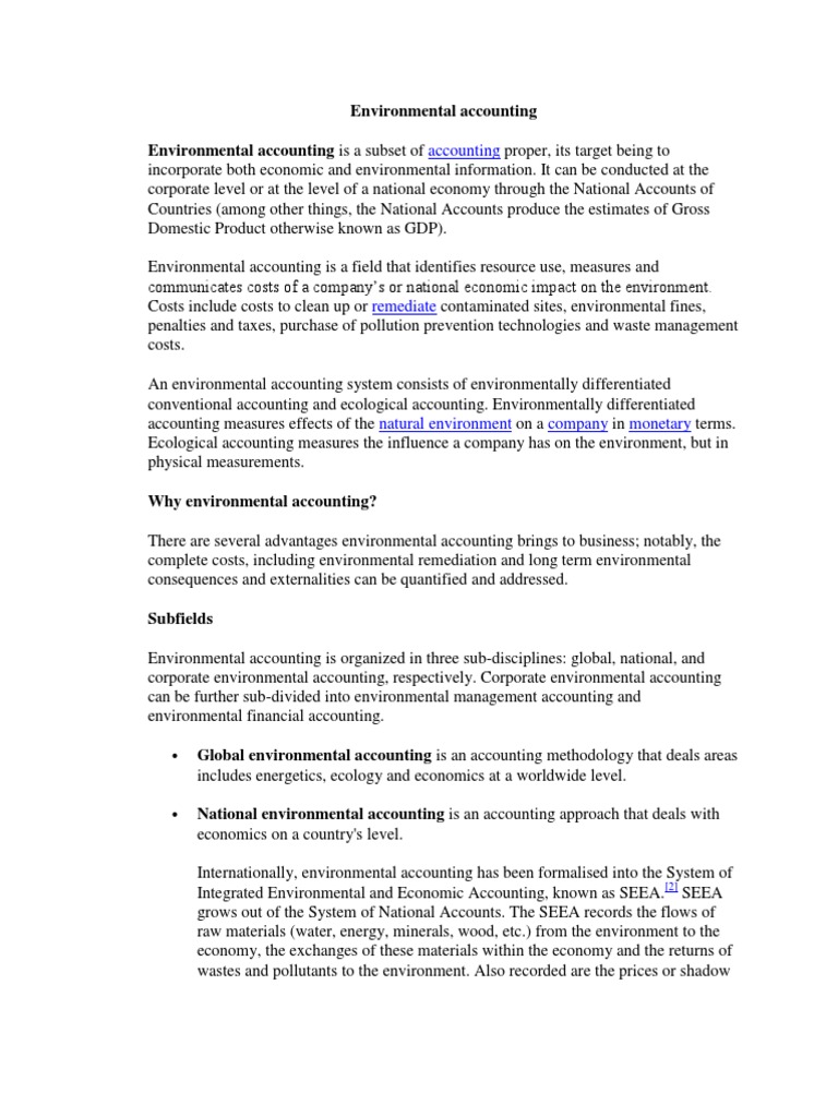 Environmental Accounting Overview | PDF | Business | Finance & Money ...