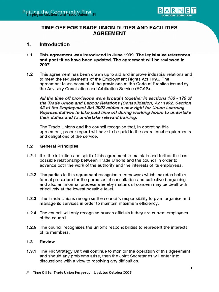 Time Off for Trade Union Duties | PDF