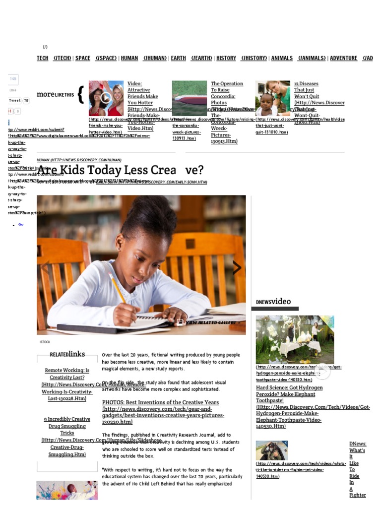 Are Kids Today Less Creative - Discovery News | PDF | Creativity ...