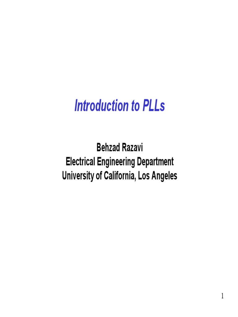 PLL Design Fundamentals by Razavi | PDF | Electrical Engineering ...