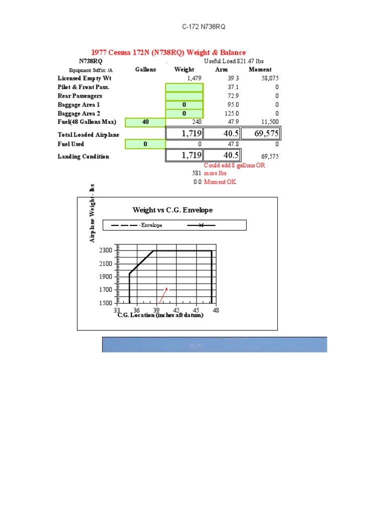 Weight & Balance Cessna 172N | PDF