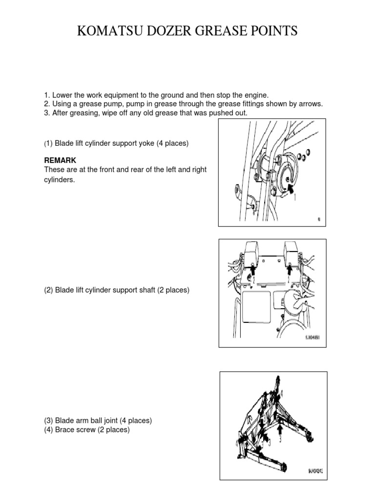 Komatsu Dozer Grease Points