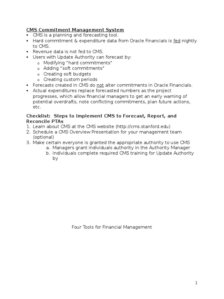 CMS: Planning and Forecasting Tool | PDF | Computing | Software