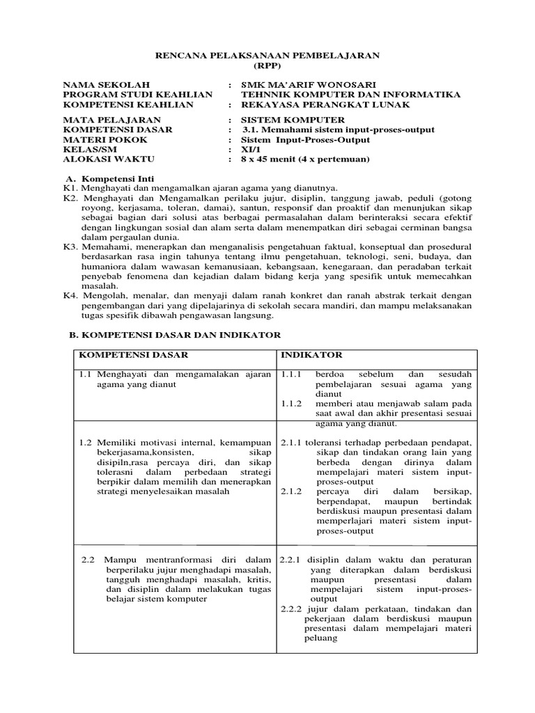 RPP SISTEM KOMPUTER XI RPL